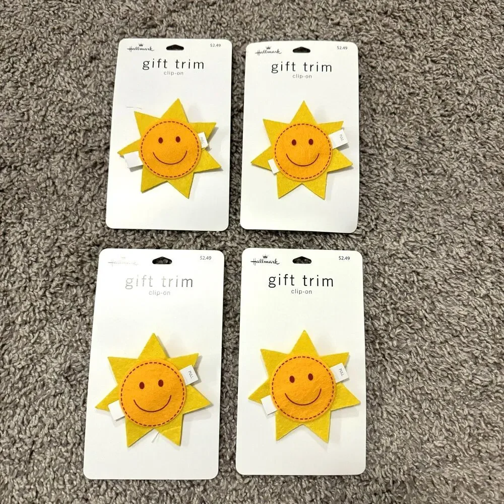 Hallmark Gift Trim Clip On Smiling Sun Sunshine Presents Scrapbooking 4 PACK NEW